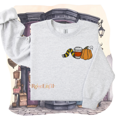 Citrouille, café et écharpe maison de la loyauté   - Collection broderie spooky et magique - plusieurs couleurs