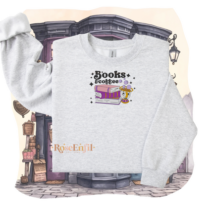 Livres et café version pays enchantée Belle  -  Collection broderie enchantée - Plusieurs couleurs