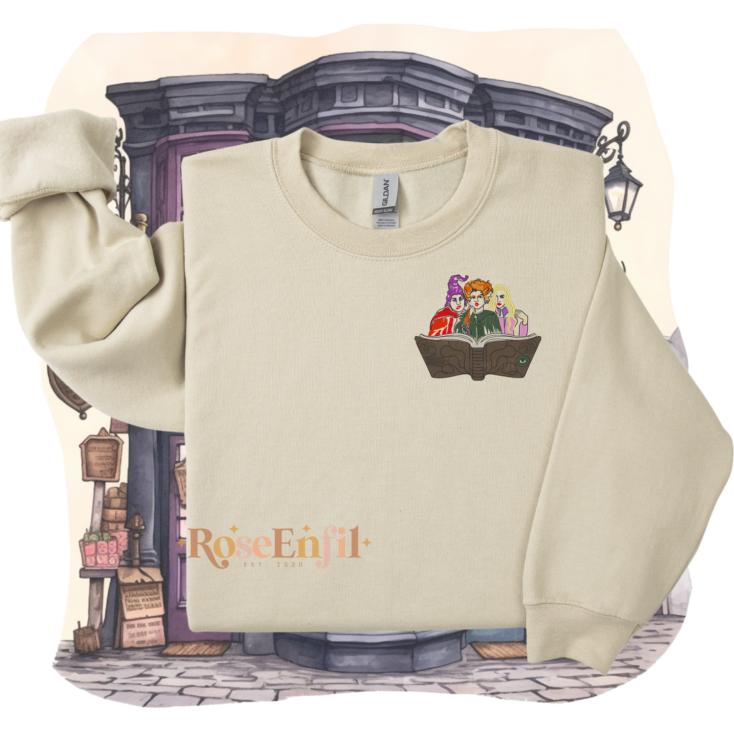 Les trois sœurs sorcières et le grimoire -  Collection broderie Spooky - Halloween - Plusieurs couleurs