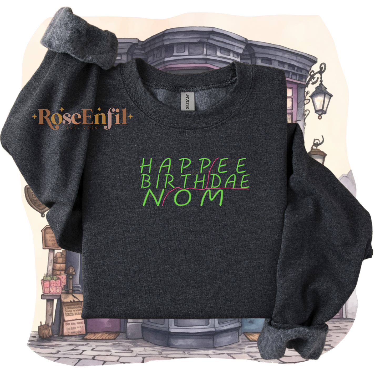 Joyeux anniversaire nom (personnalisable)-  Collection broderie magique - Plusieurs couleurs