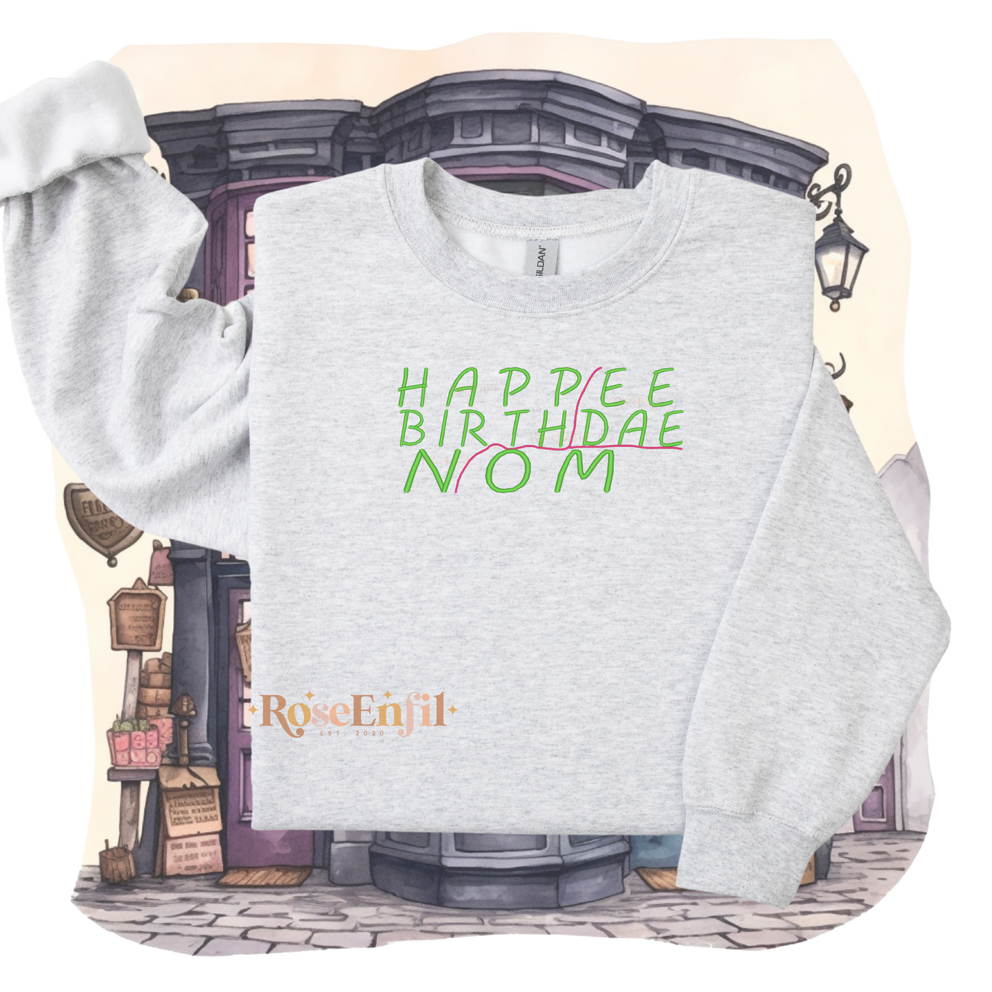Joyeux anniversaire nom (personnalisable)-  Collection broderie magique - Plusieurs couleurs