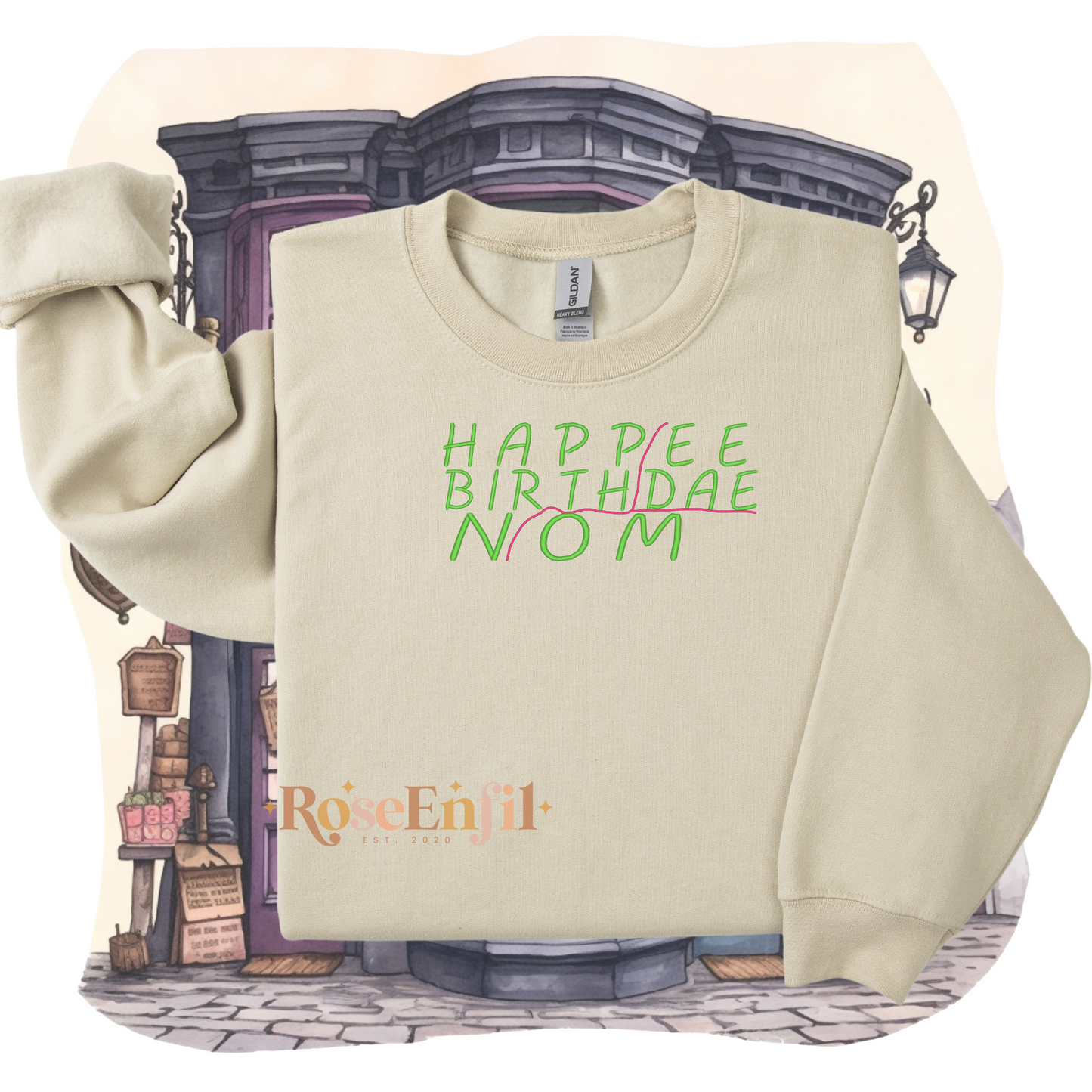 Joyeux anniversaire nom (personnalisable)-  Collection broderie magique - Plusieurs couleurs