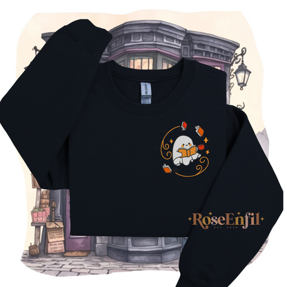 Fantôme lisant livres - Collection broderie Halloween (automne et spooky) - Plusieurs couleurs