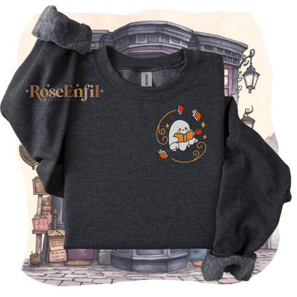 Fantôme lisant livres - Collection broderie Halloween (automne et spooky) - Plusieurs couleurs