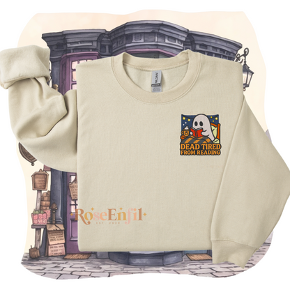 Mort de fatigue en lisant - Collection broderie Halloween (automne et spooky) - Plusieurs couleurs