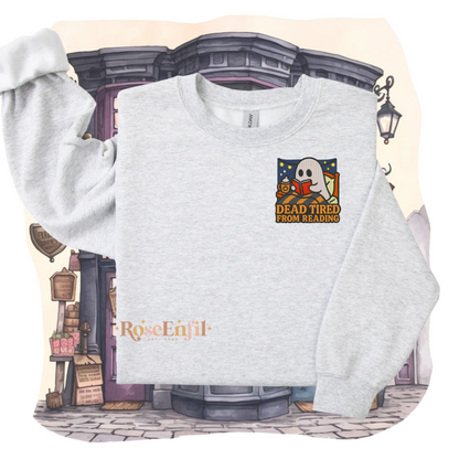 Mort de fatigue en lisant - Collection broderie Halloween (automne et spooky) - Plusieurs couleurs
