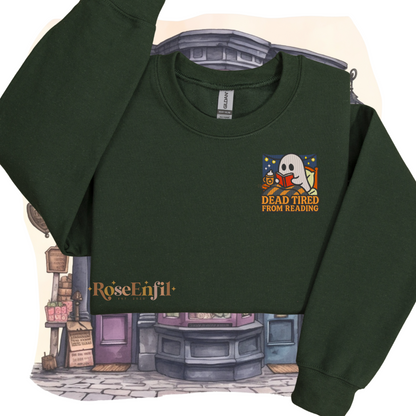 Mort de fatigue en lisant - Collection broderie Halloween (automne et spooky) - Plusieurs couleurs