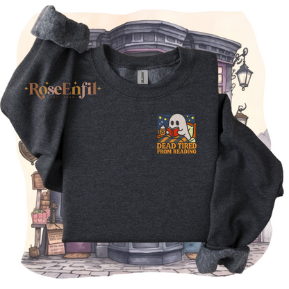 Mort de fatigue en lisant - Collection broderie Halloween (automne et spooky) - Plusieurs couleurs