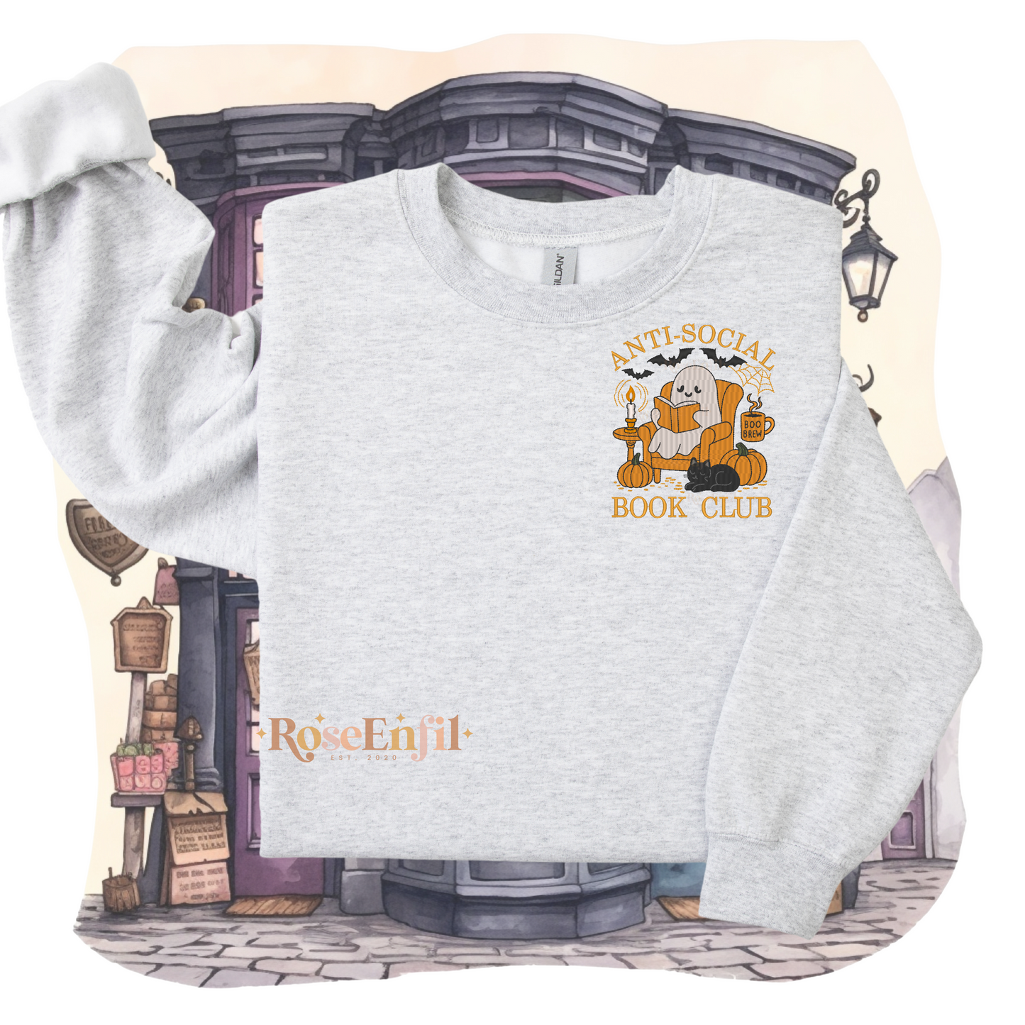 Club de lecture (fantôme) - Collection broderie livres et Halloween (automne et spooky) - Plusieurs couleurs