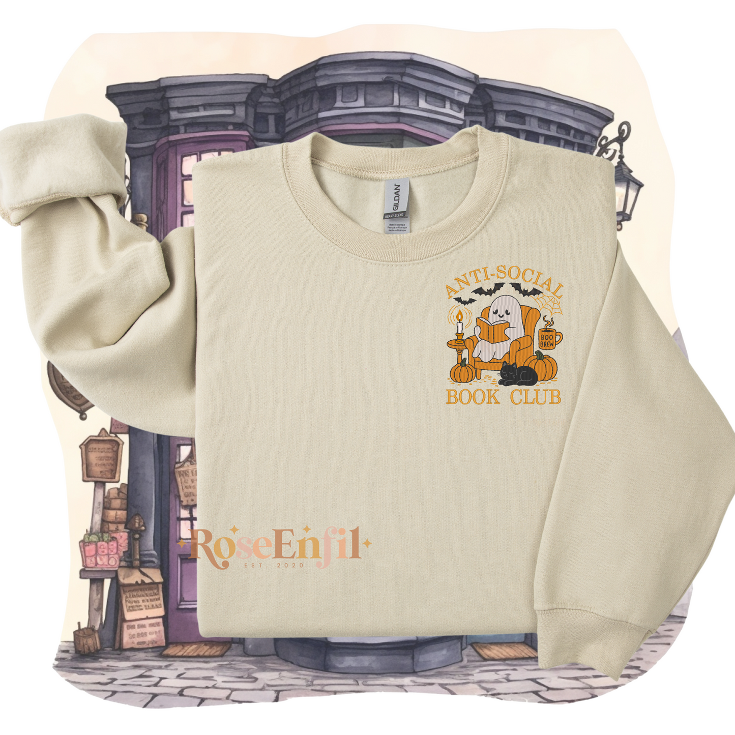 Club de lecture (fantôme) - Collection broderie livres et Halloween (automne et spooky) - Plusieurs couleurs