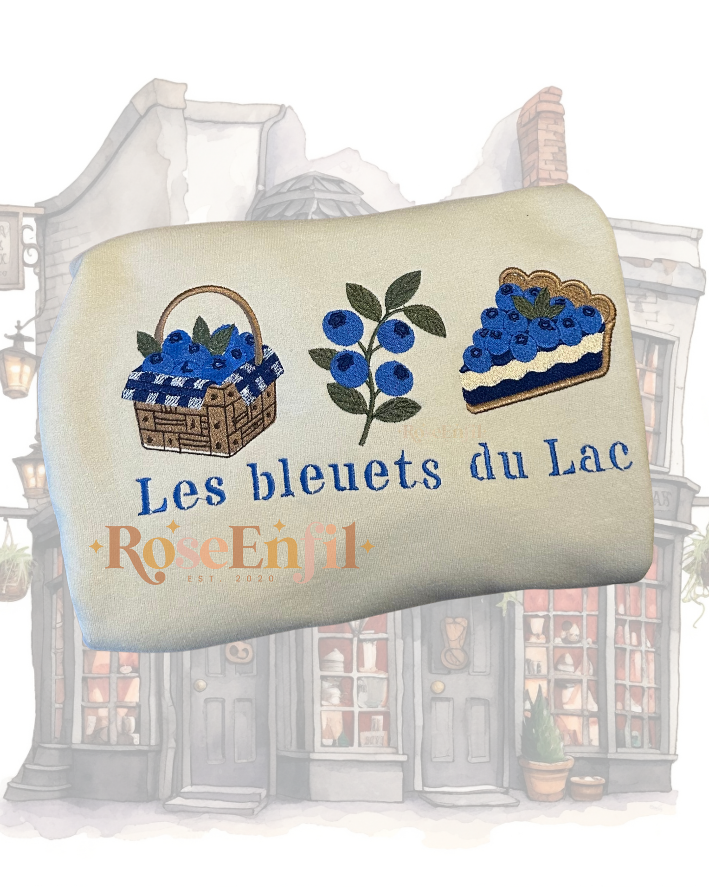 Les bleuets du Lac – "Embroidery from Our Regions" Collection (QC, Canada) – Multiple colors (Crewneck only)
