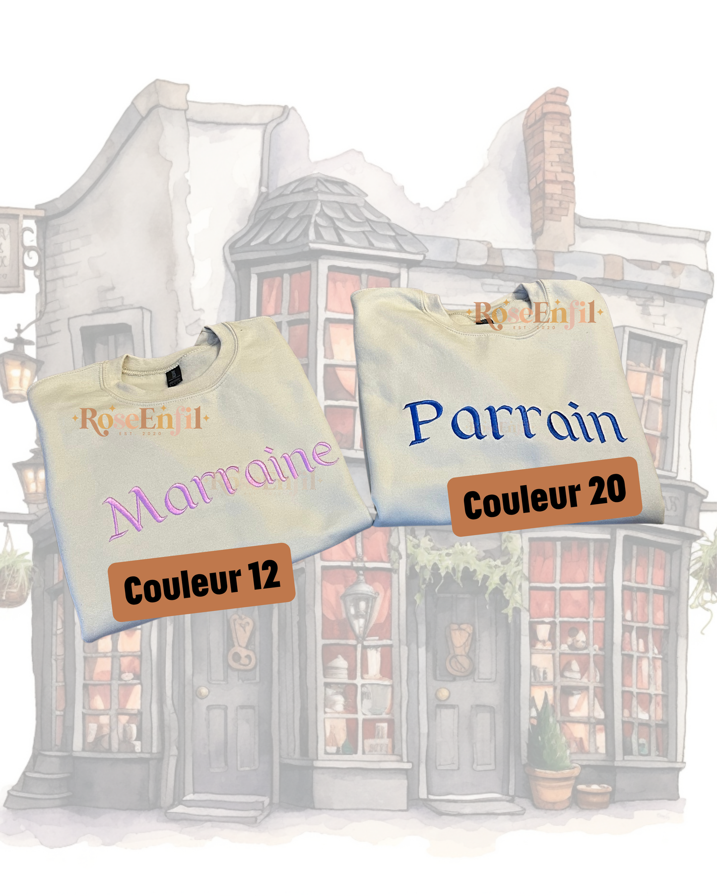 Marraine - Parrain - (option papa - maman et autres disponibles) - Collection Famille - Plusieurs couleurs