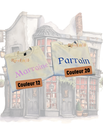 Marraine - Parrain - (option papa - maman et autres disponibles) - Collection Famille - Plusieurs couleurs