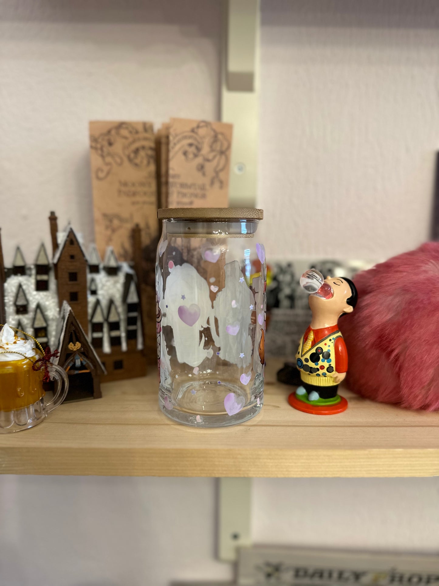 Colocataire de Mercredi ✨ verre avec paille et couvercle bambou