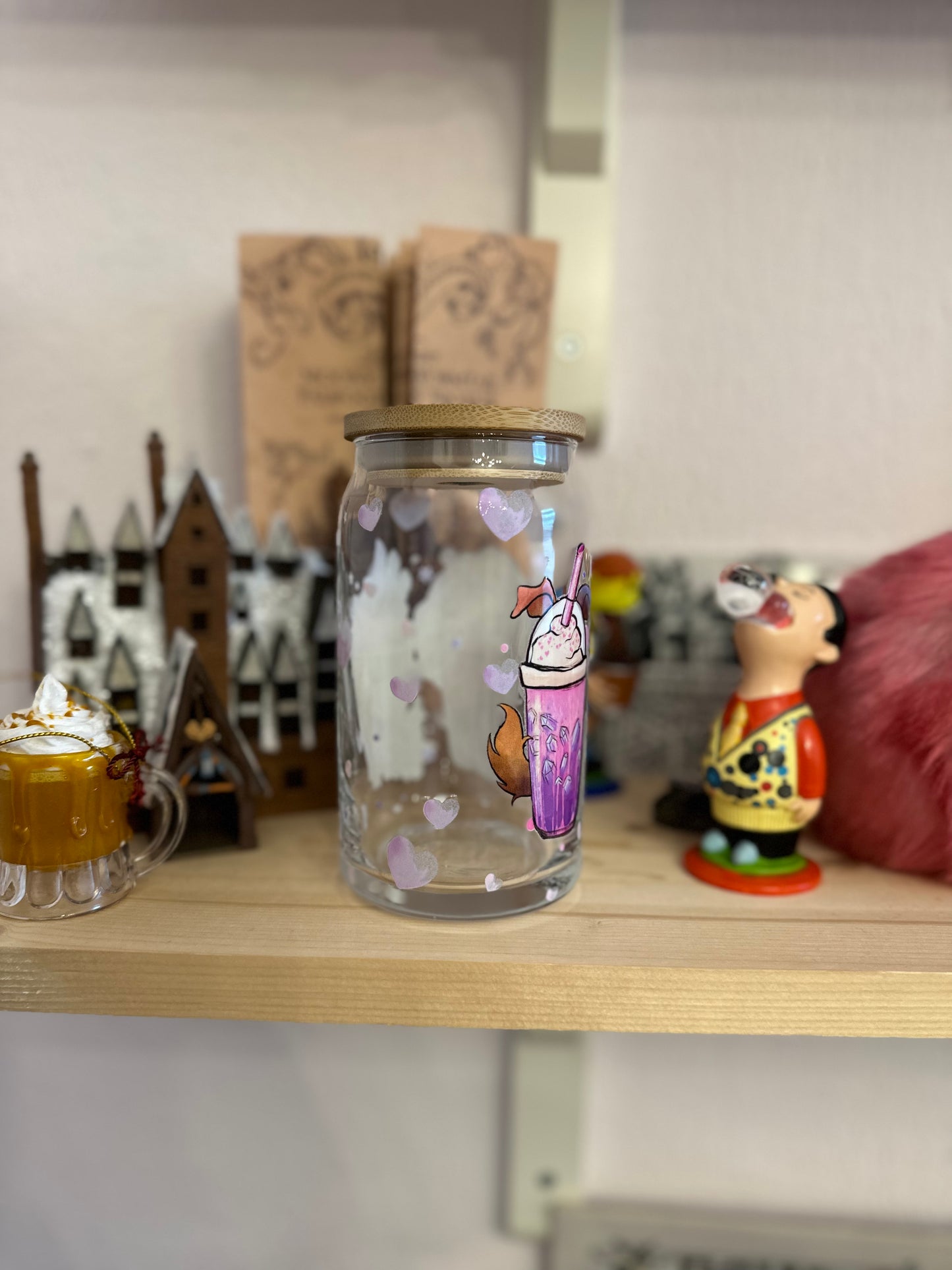 Colocataire de Mercredi ✨ verre avec paille et couvercle bambou