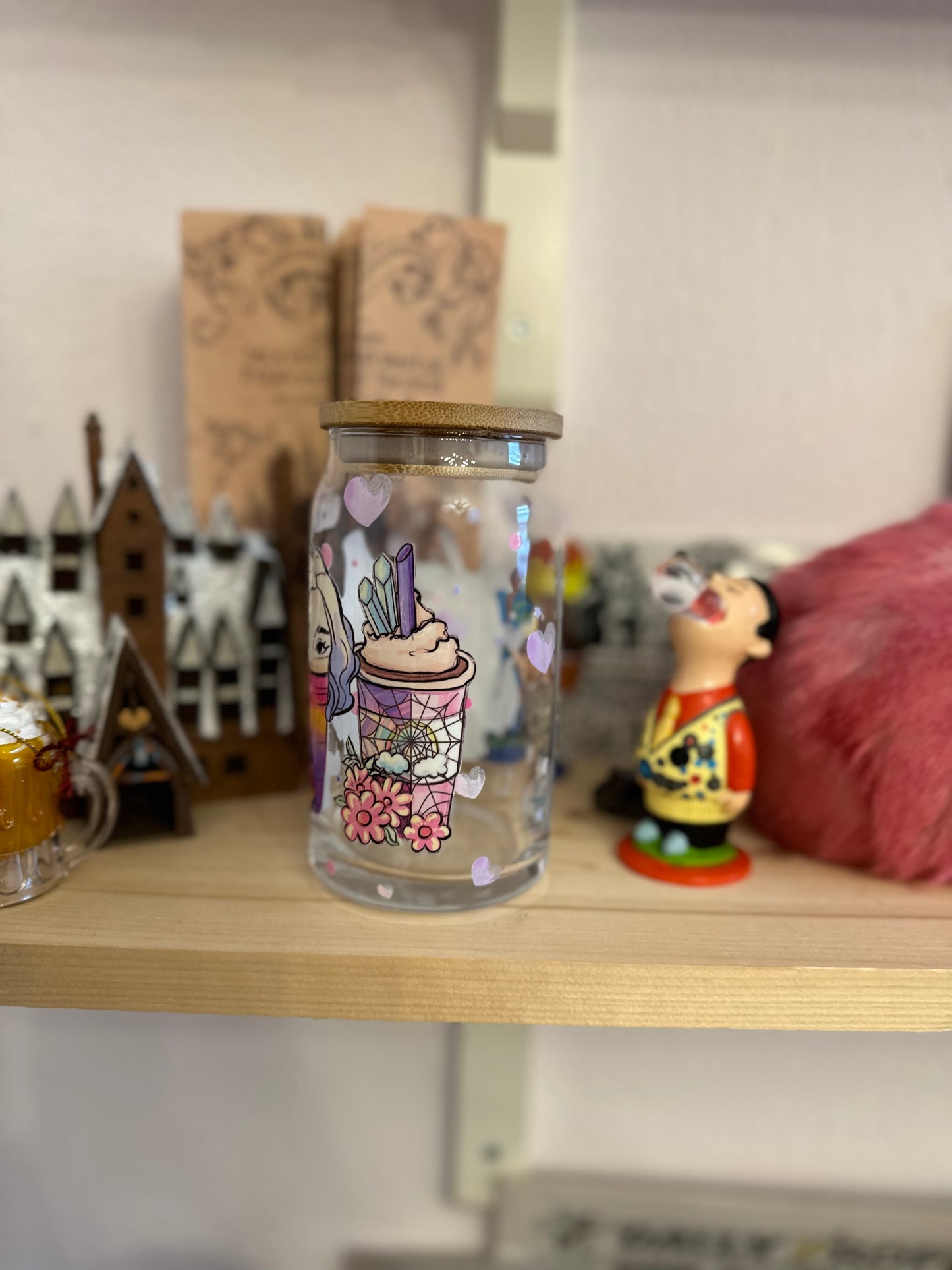 Colocataire de Mercredi ✨ verre avec paille et couvercle bambou
