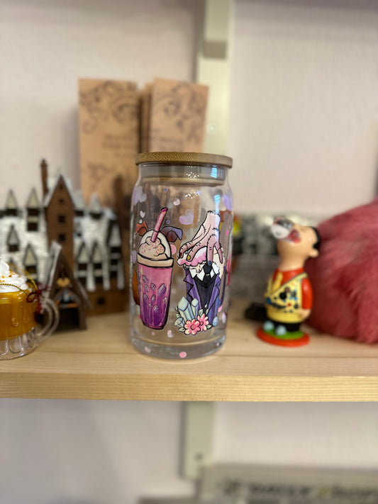 Colocataire de Mercredi ✨ verre avec paille et couvercle bambou